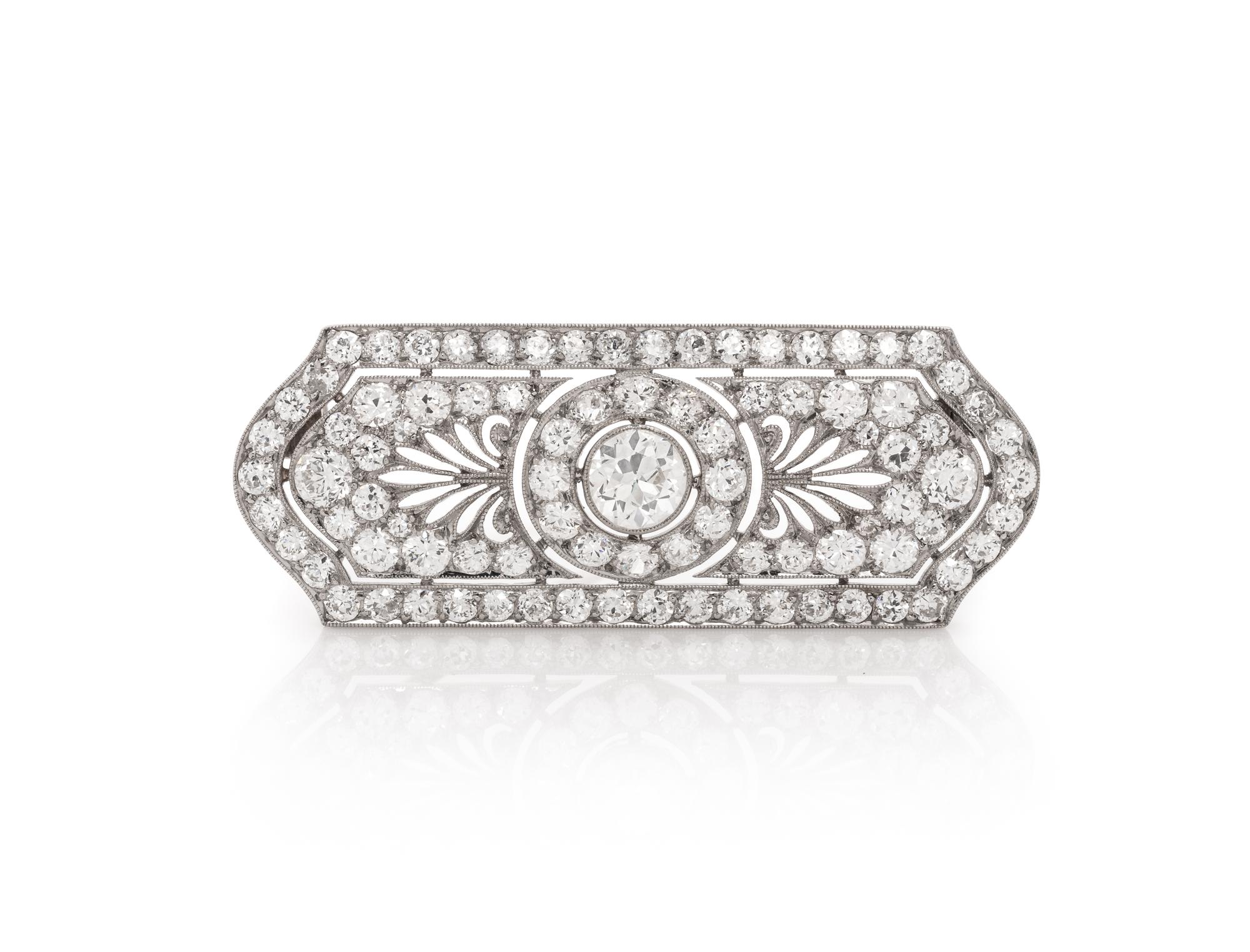 MARCUS & CO., PLATINUM AND DIAMOND BROOCH