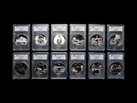 A Group of Twelve U.S Mint Issued America the Beautiful Series 5 oz. Silver Rounds (PCGS Graded)