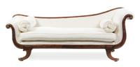 A Regency Gilt Metal Mounted Oak Sofa Height 32 x width 80 1/2 x depth 26 1/4 inches. — FIRST HALF 19TH CENTURY