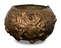 A Japanese Bronze Monkey Motif Jardiniere