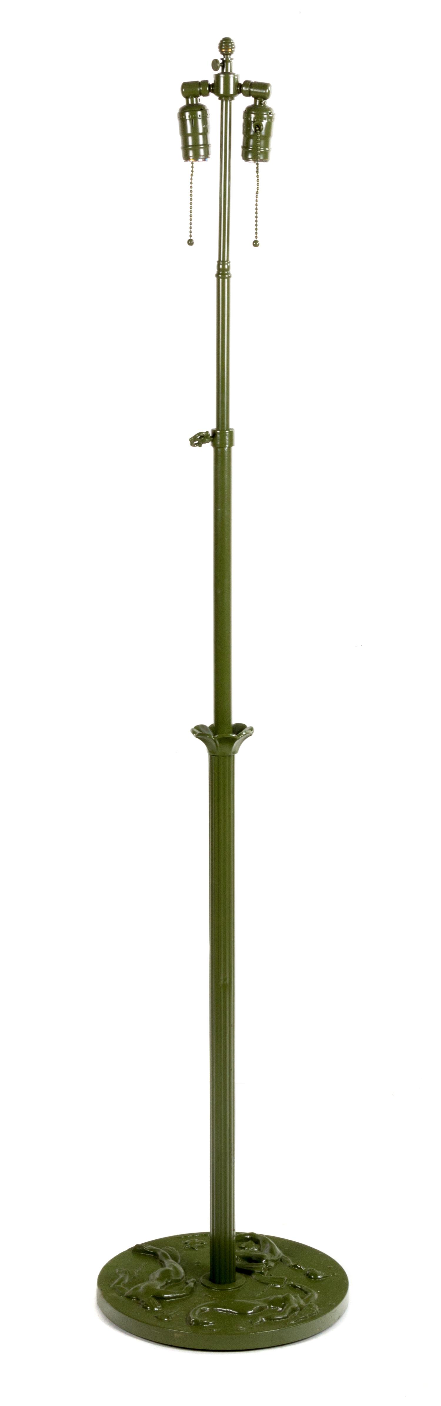A Green-Painted Metal Adjustable Floor Lamp Height 57 inches. — 20TH CENTURY