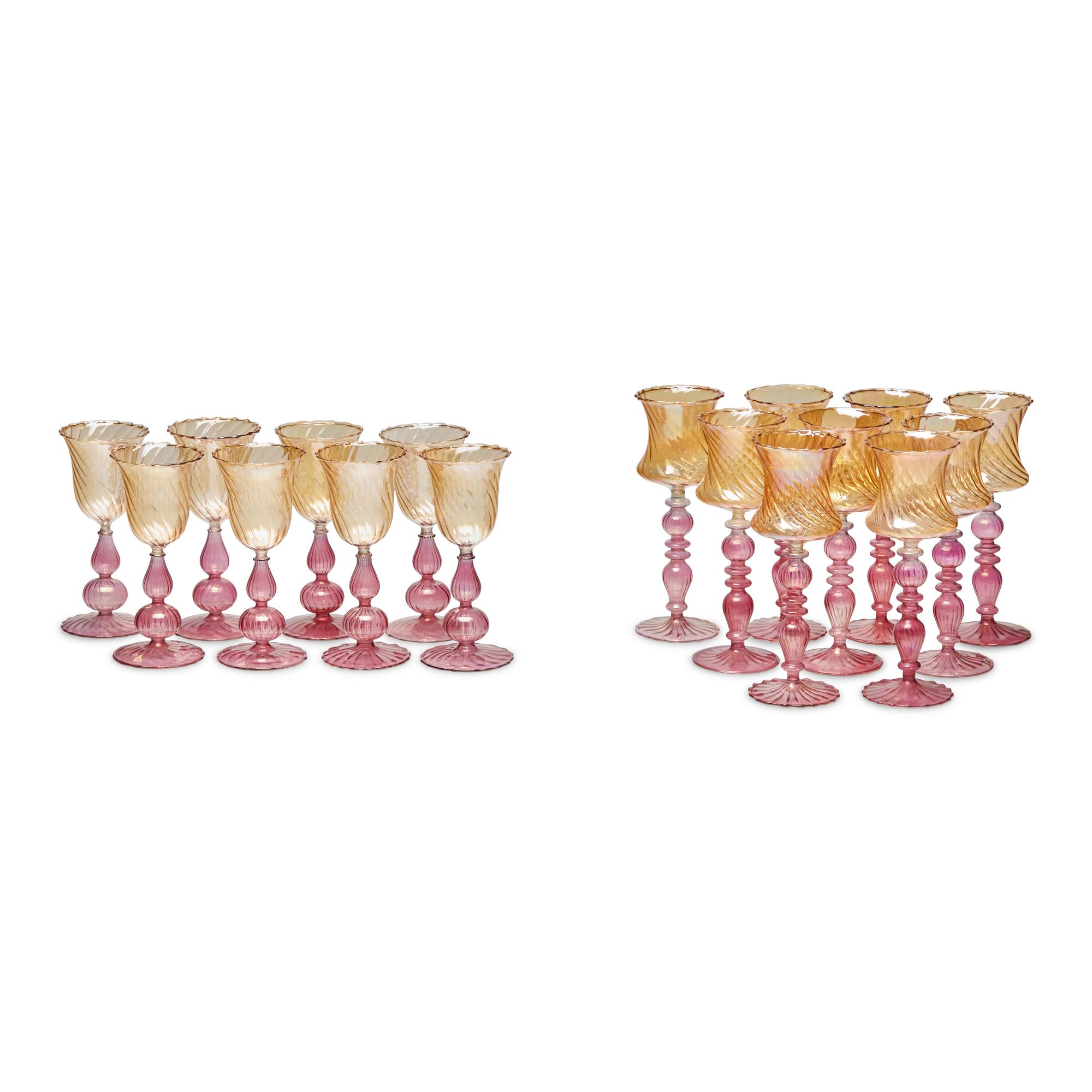 A Set of Vietri Venetian Glass Stemware Service