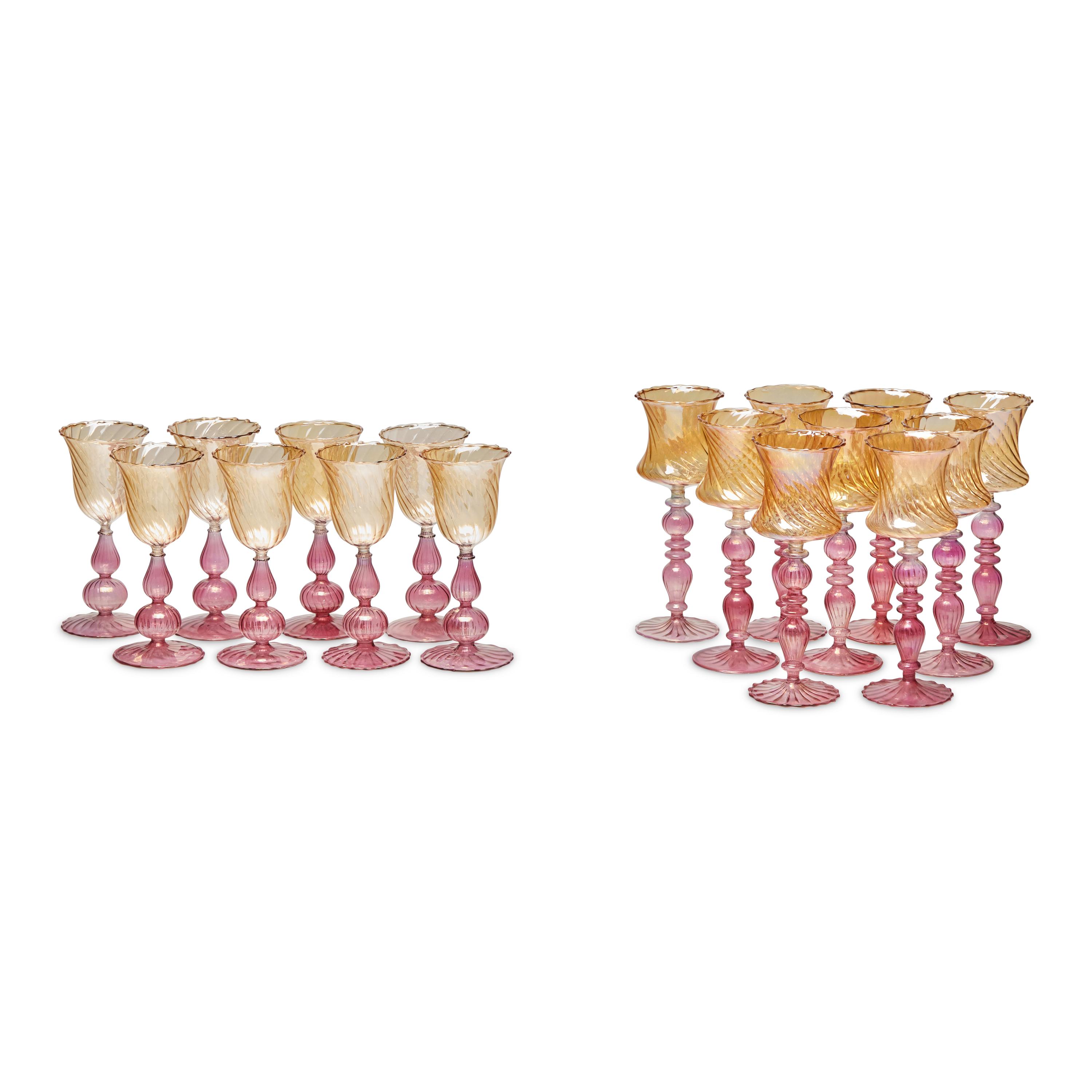 A Set of Vietri Venetian Glass Stemware Service