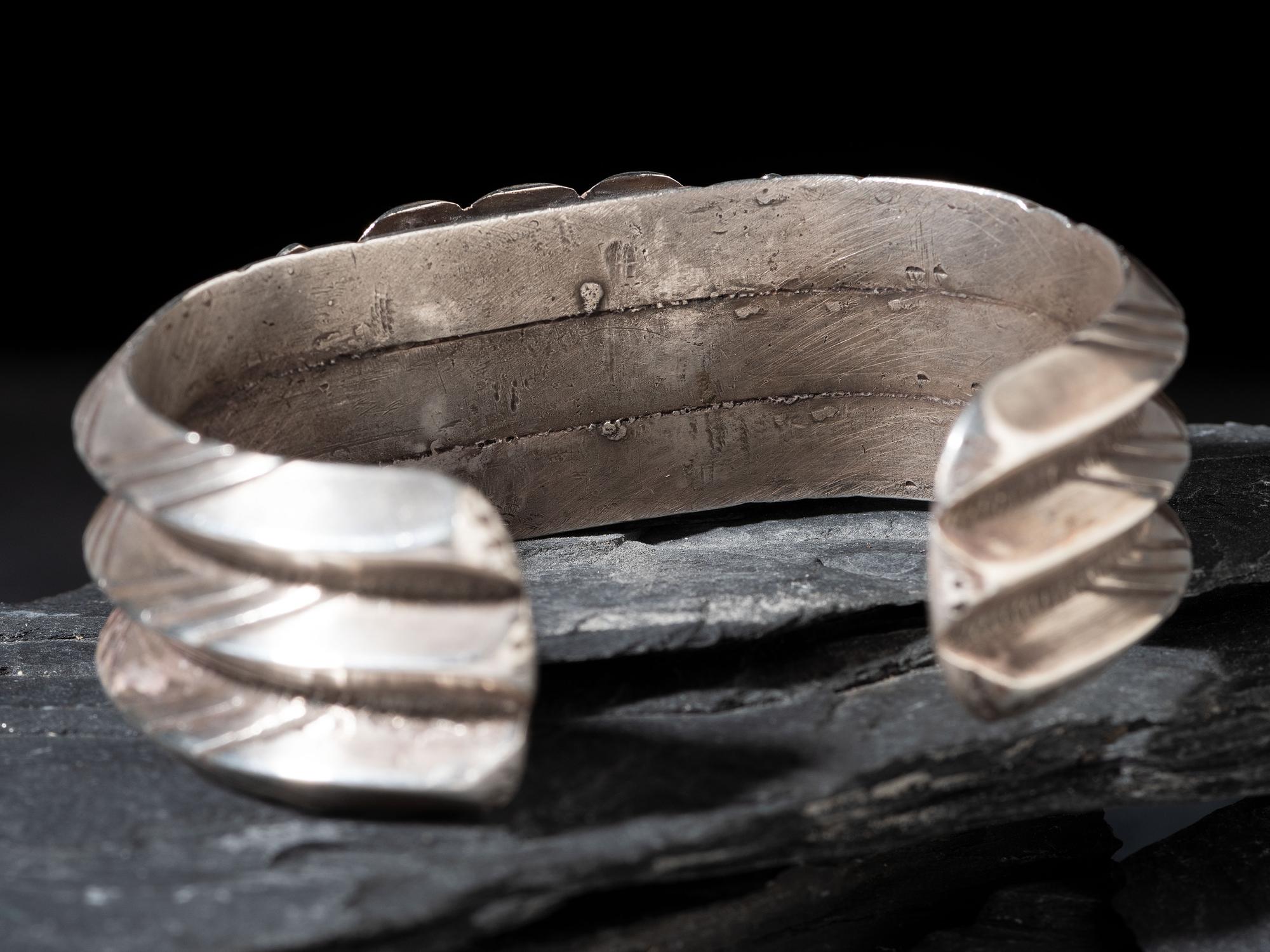Navajo Ingot and Turquoise Cuff Bracelet
