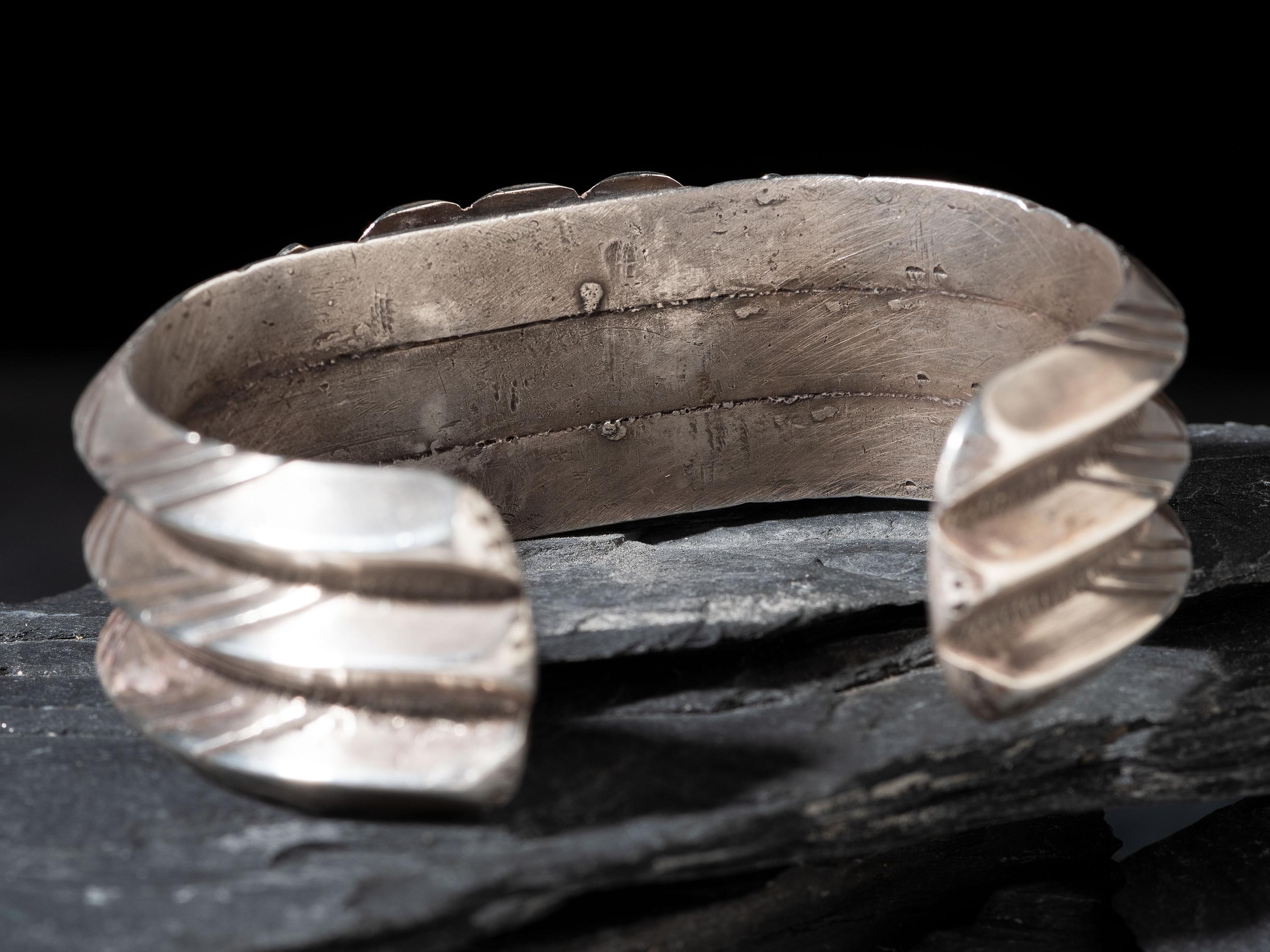 Navajo Ingot and Turquoise Cuff Bracelet