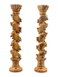 A Pair of Italian Giltwood Columns