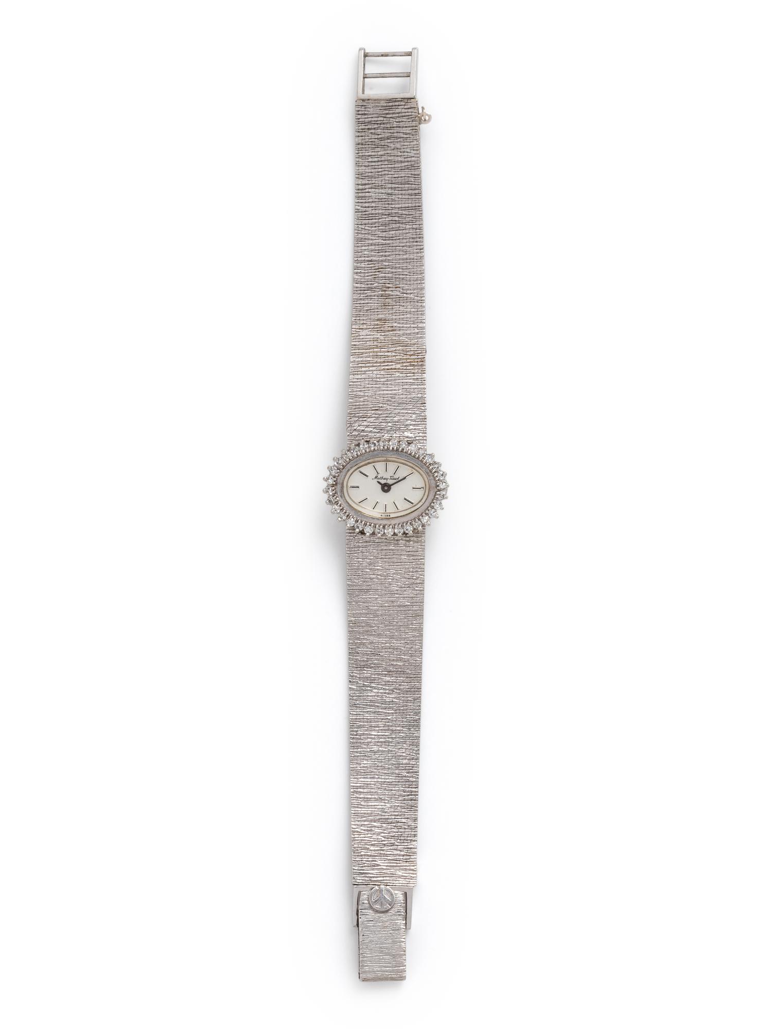MATHEY-TISSOT, 14K WHITE GOLD AND DIAMOND WRISTWATCH