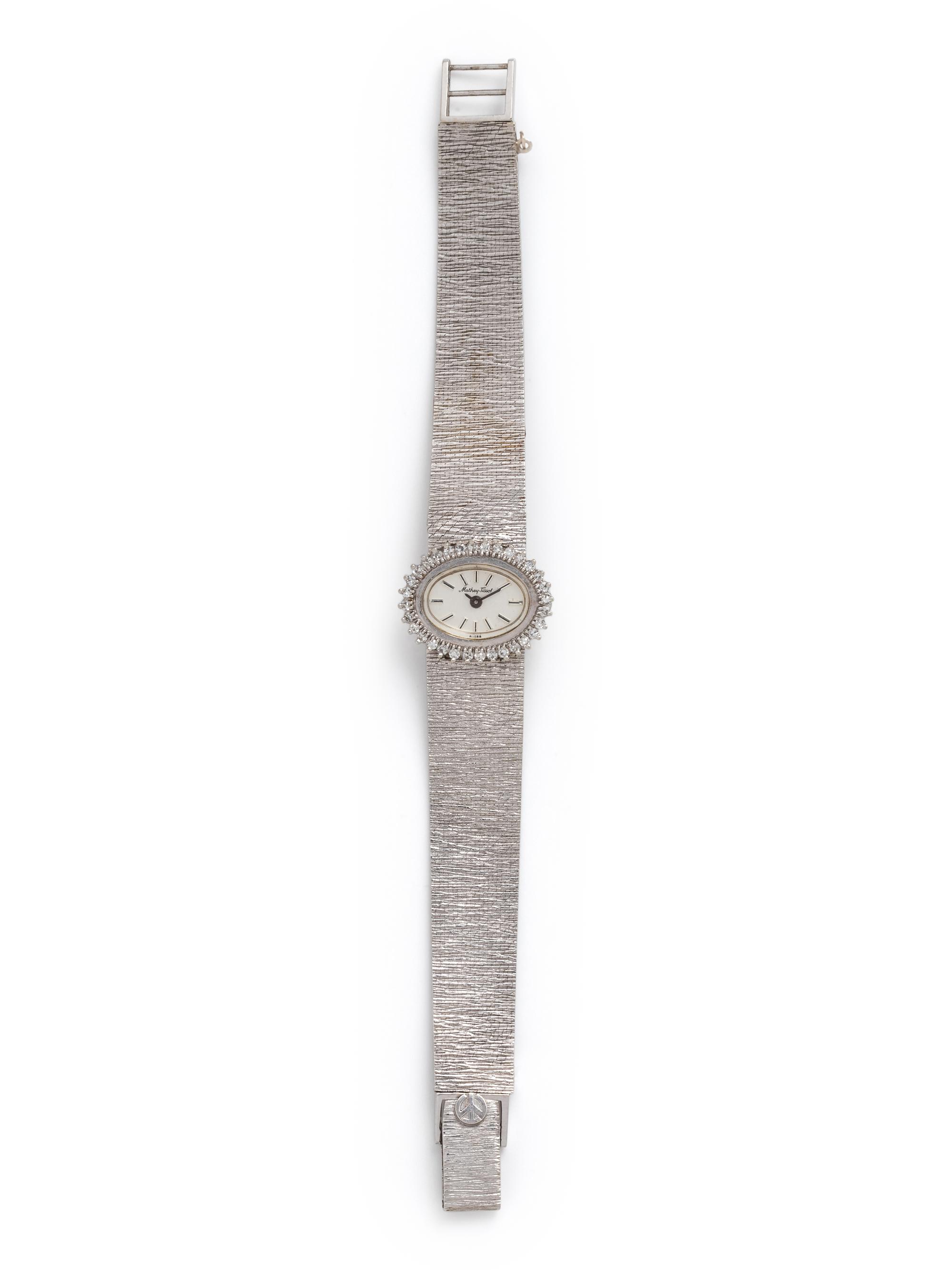 MATHEY-TISSOT, 14K WHITE GOLD AND DIAMOND WRISTWATCH