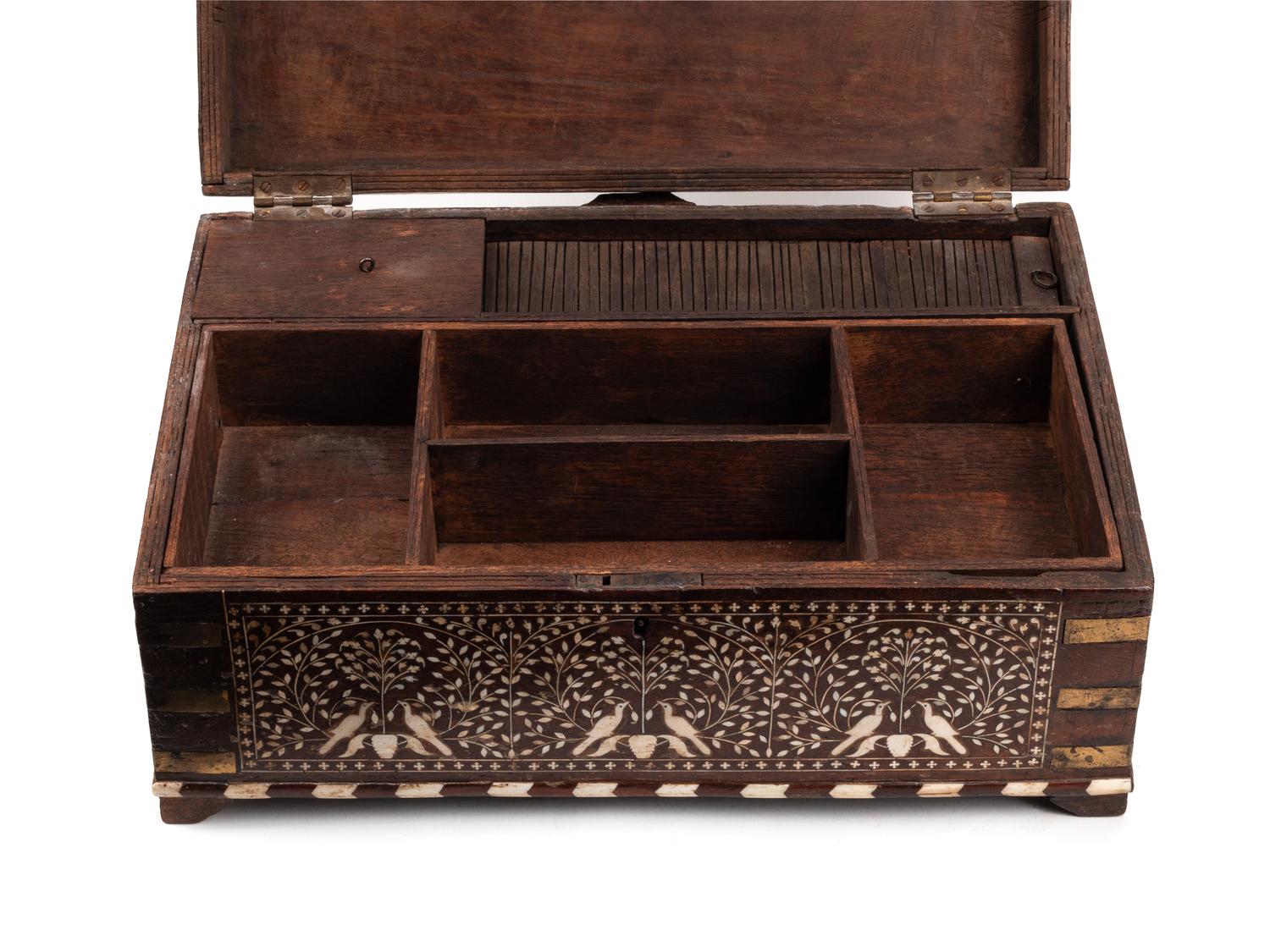 A Large Anglo-Colonial Bone-Inlaid Table Casket