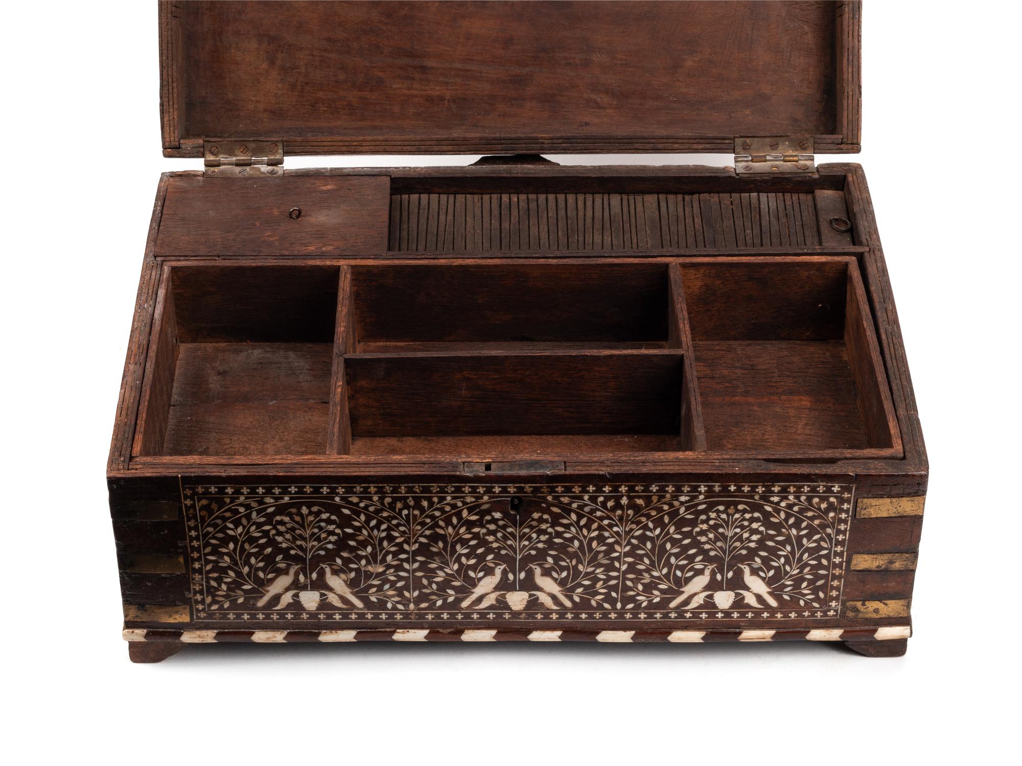 A Large Anglo-Colonial Bone-Inlaid Table Casket