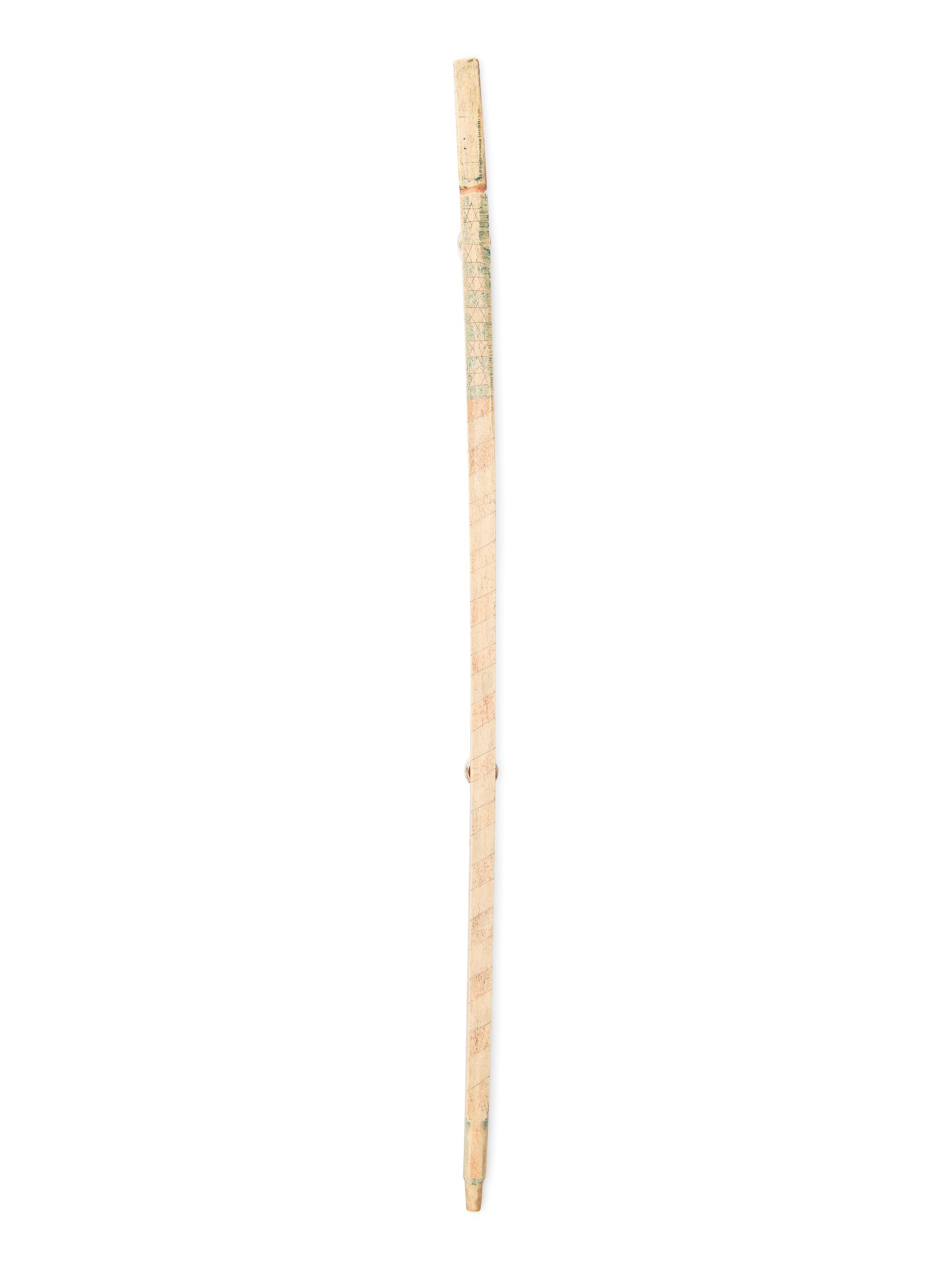 A Scrimshaw Incised and Painted Whale Bone American Flag Cane