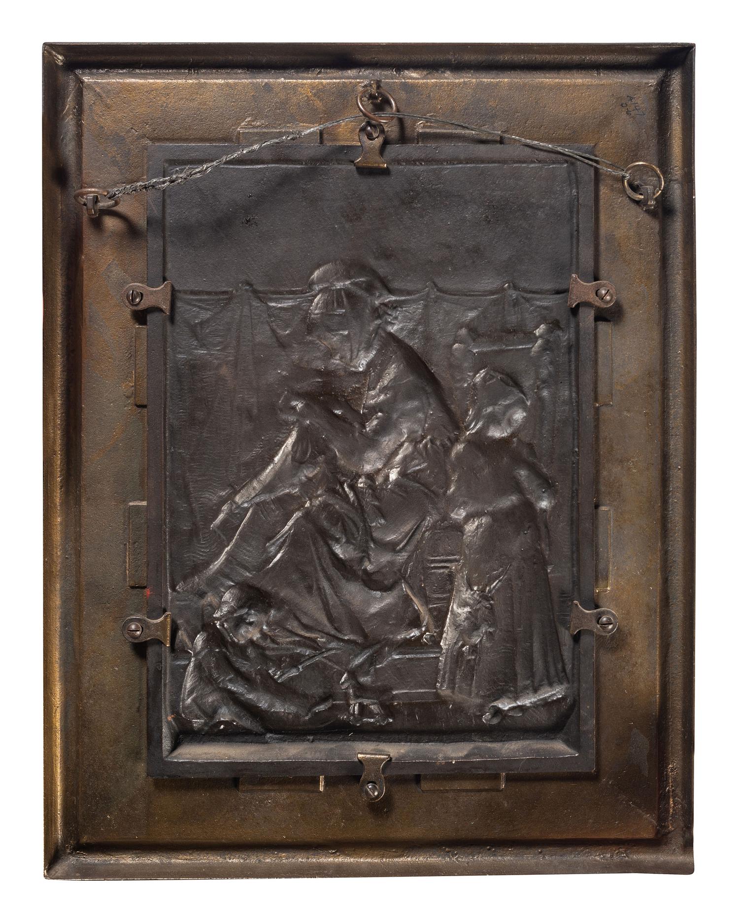 A Victorian Polychromed Cast-Iron Picture Plaque