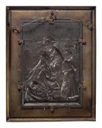 A Victorian Polychromed Cast-Iron Picture Plaque