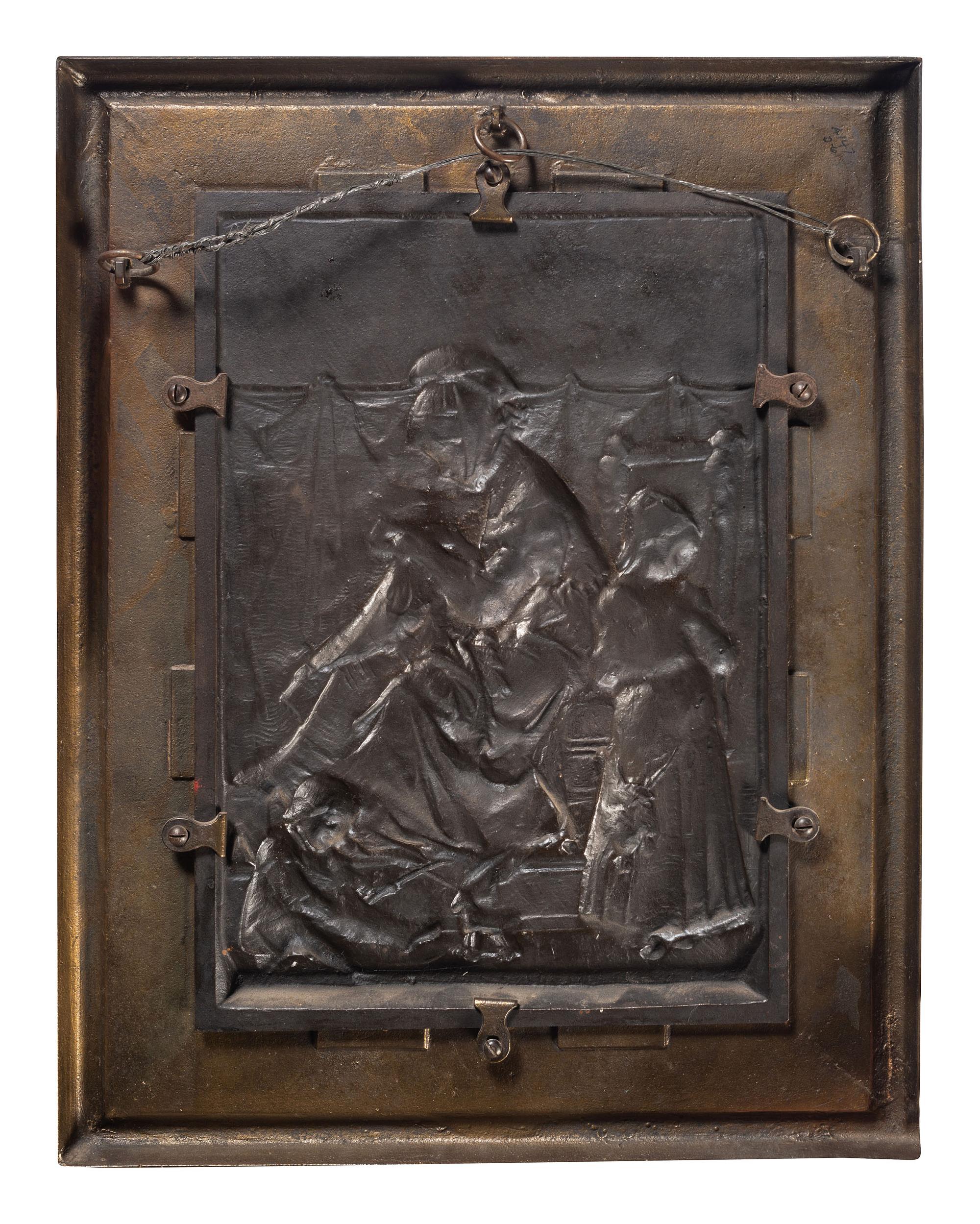 A Victorian Polychromed Cast-Iron Picture Plaque