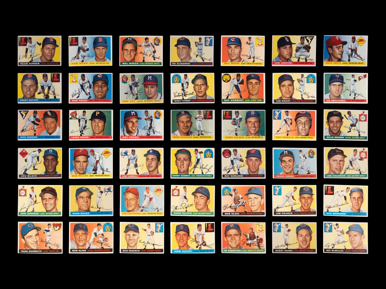A Group of 140 1955 and 1956 Topps Baseball Cards Including Multiple Hall of Famers and High Numbers,
