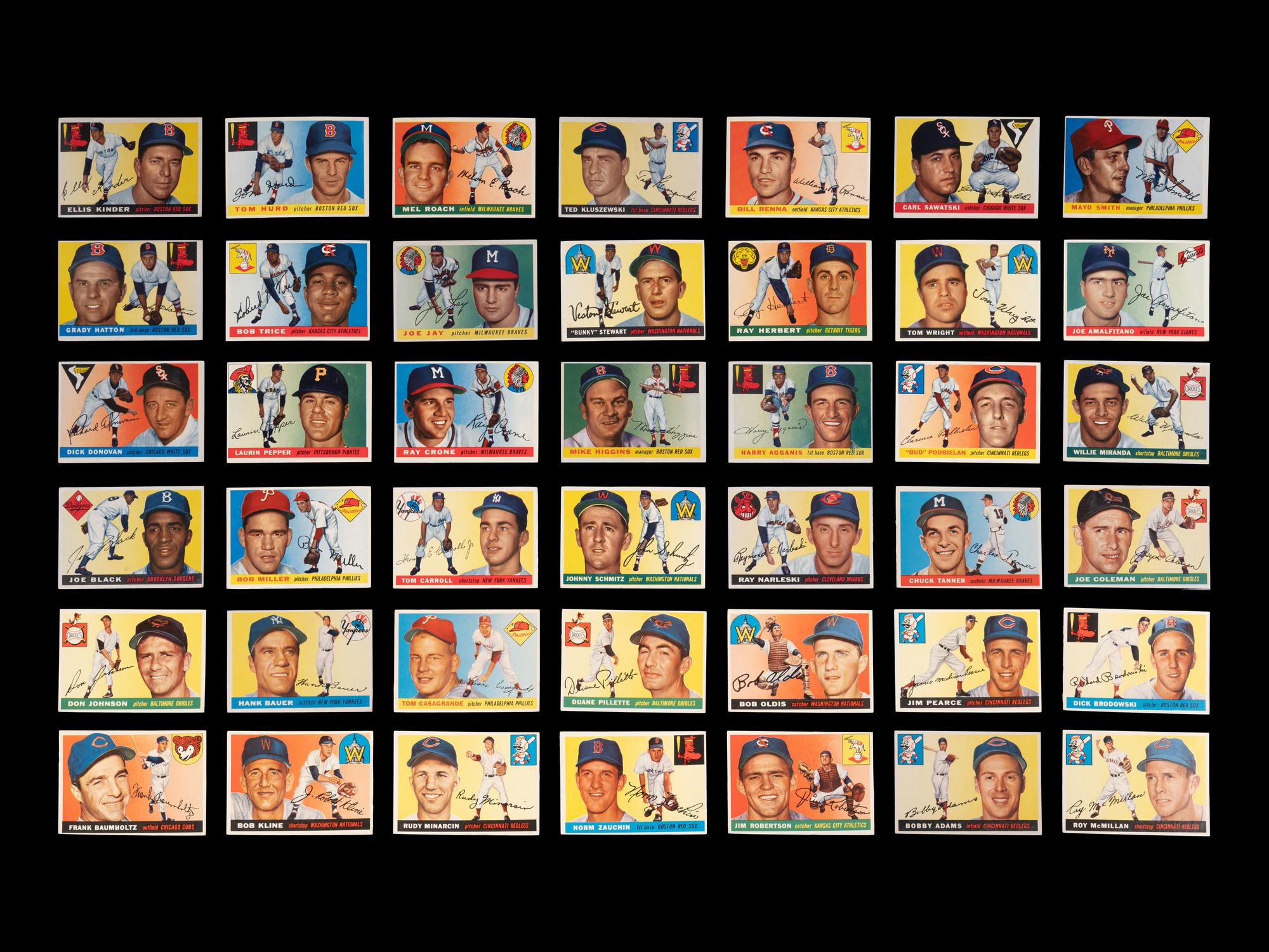 A Group of 140 1955 and 1956 Topps Baseball Cards Including Multiple Hall of Famers and High Numbers,