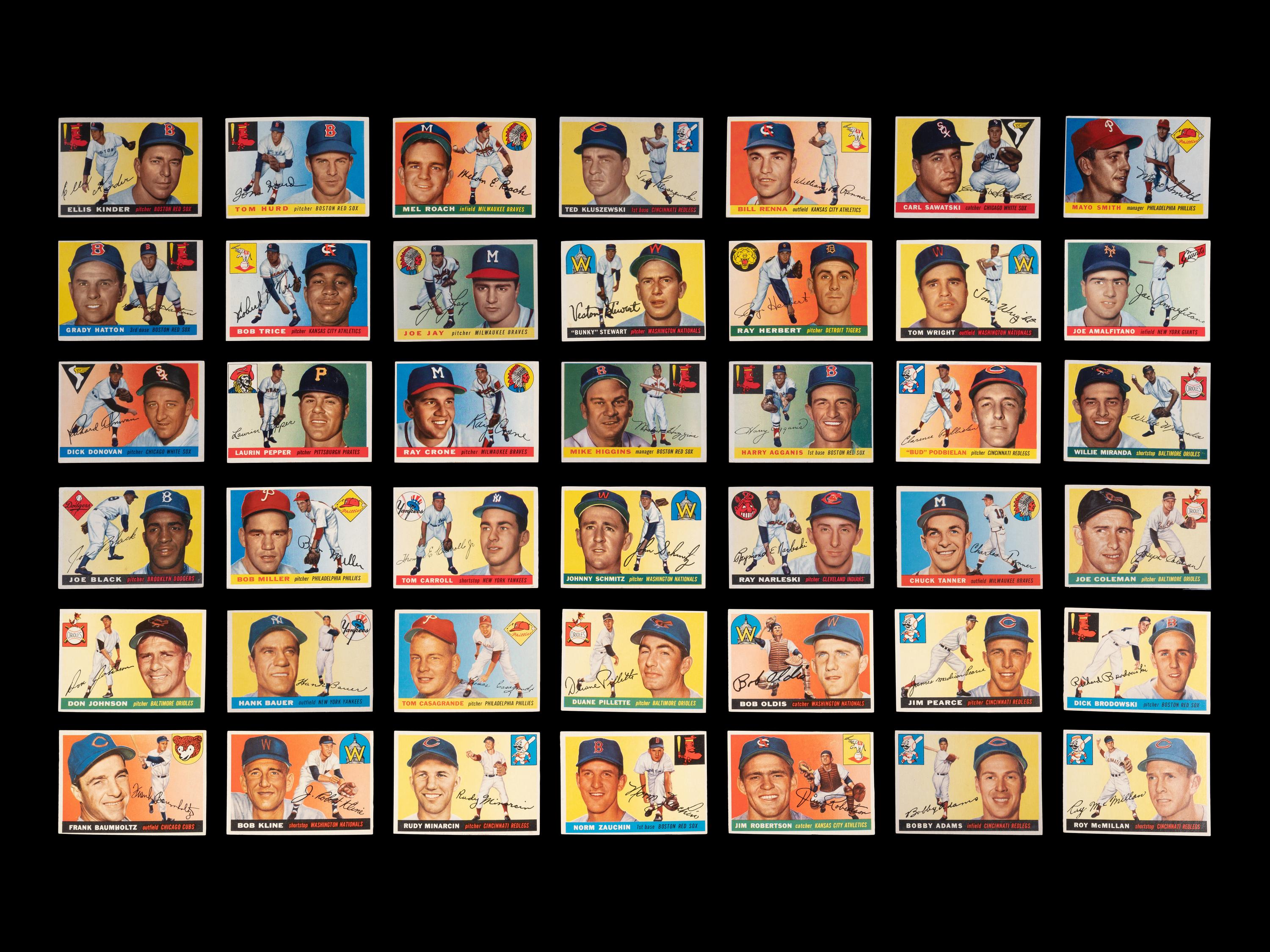 A Group of 140 1955 and 1956 Topps Baseball Cards Including Multiple Hall of Famers and High Numbers,