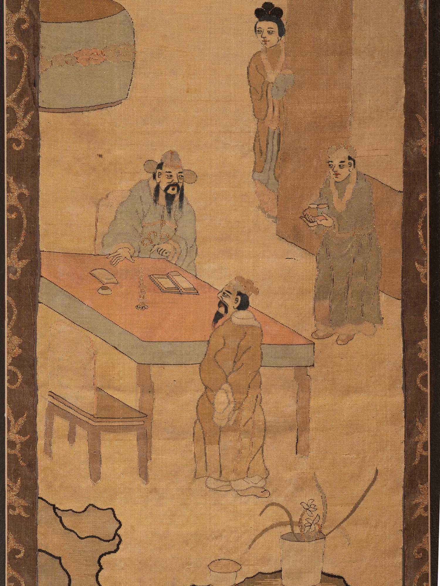 Two Kesi Woven Silk 'Figure' Panels