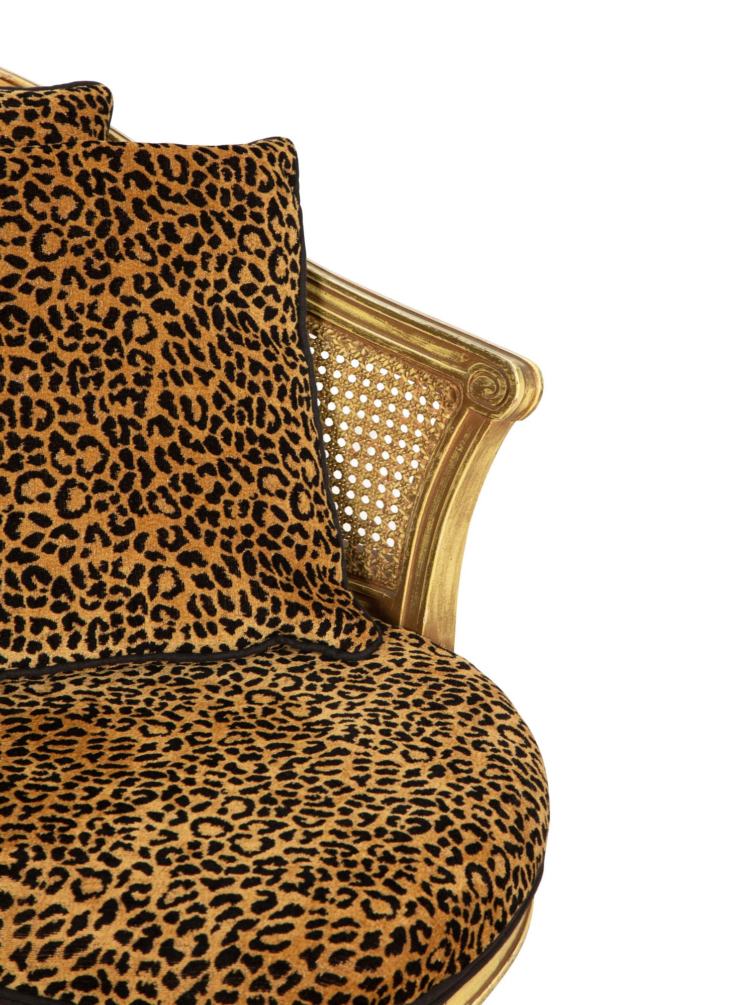 A Louis XVI Style Giltwood Caned Chair