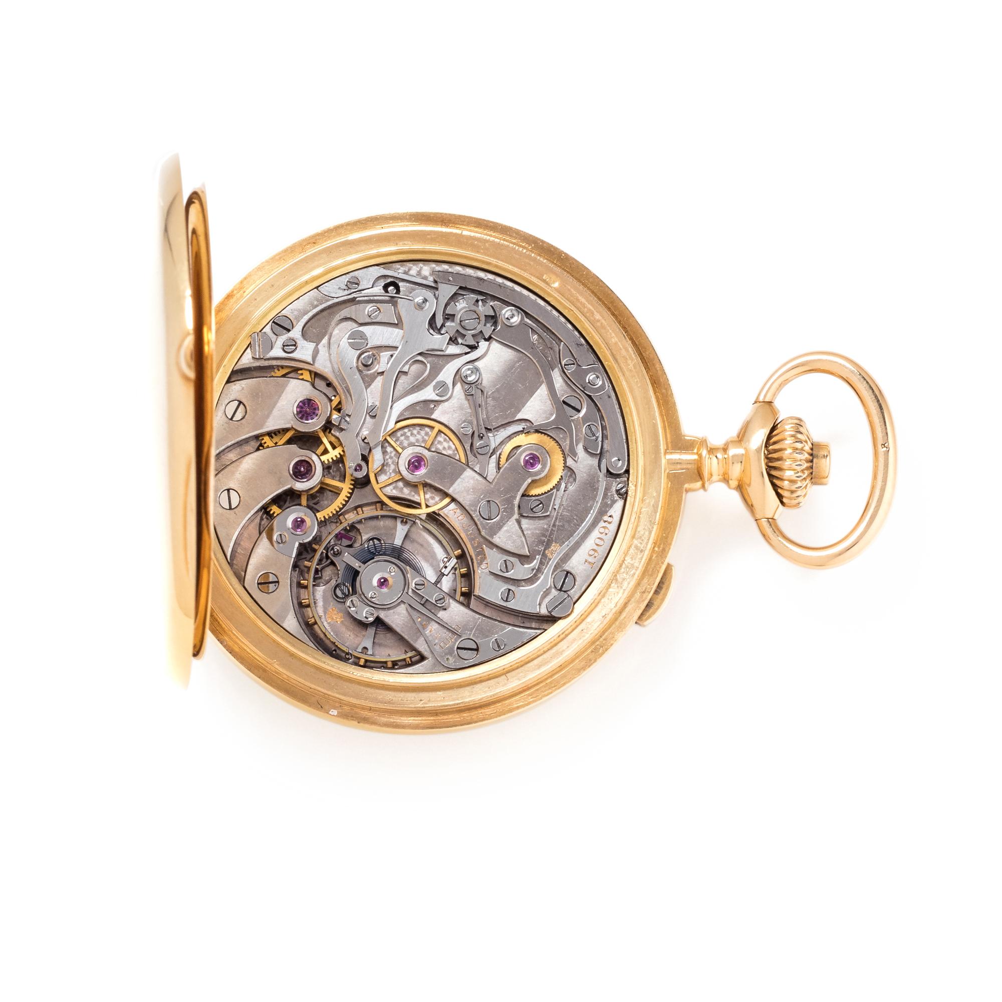 18K YELLOW GOLD SPLIT SECOND CHRONOGRAPH OPEN FACE POCKET WATCH