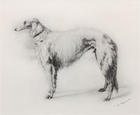 After N.A. Martynow, (Russian, circa 1874-79), Four lithographs after the original etchings,Portraits of Borzois, published circa 1938.