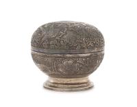 A Chinese Silver Covered Box 18TH CENTURY Height 2 inches. — 18TH CENTURY