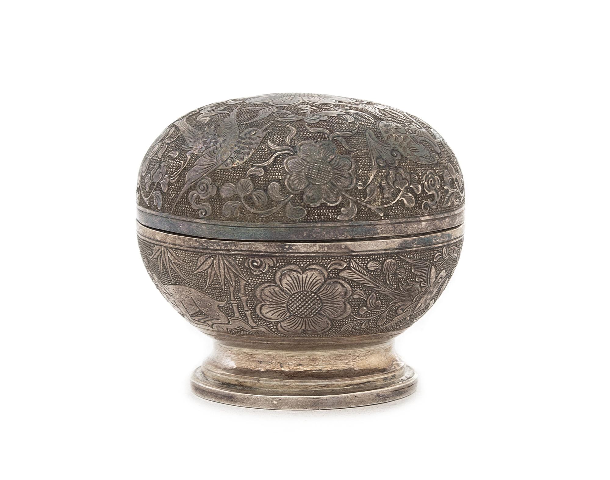A Chinese Silver Covered Box 18TH CENTURY Height 2 inches. — 18TH CENTURY