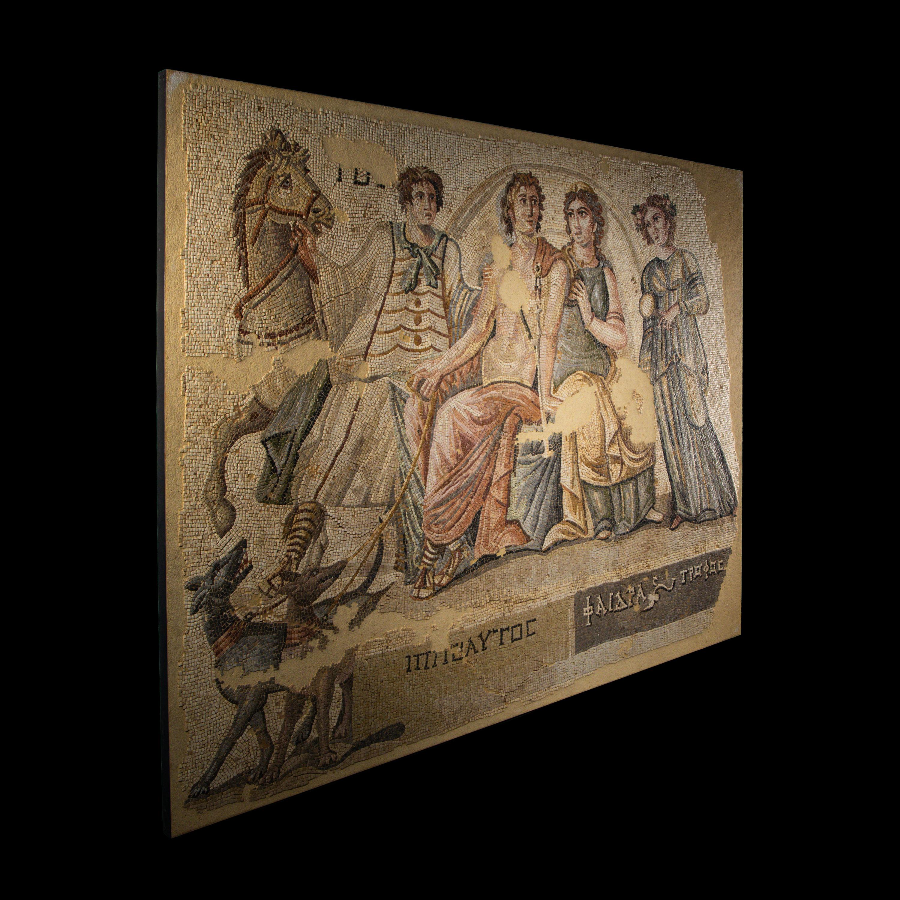 A Roman Mosaic Panel with Hippolytus and Phaedra
