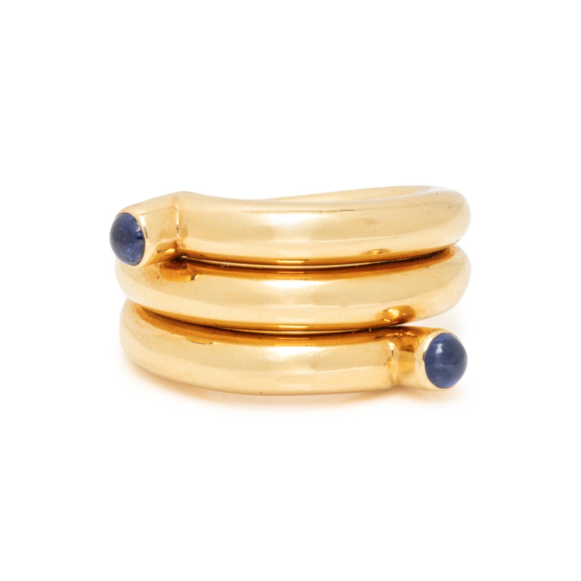 TIFFANY & CO., SCHLUMBERGER, YELLOW GOLD AND SAPPHIRE 'DOUBLE COIN' RING