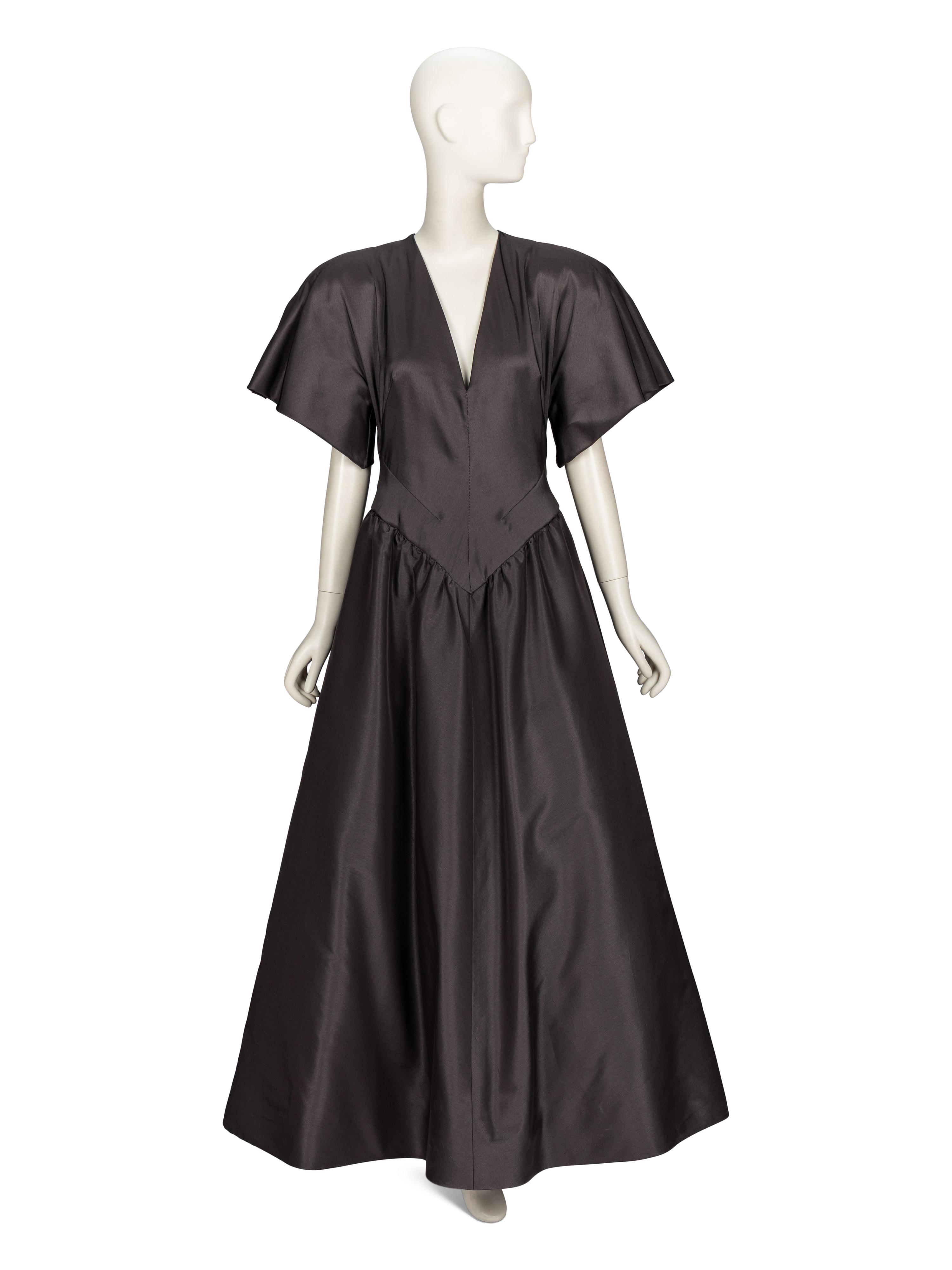 Pauline Trigère, Structural Grey Taffeta Gown