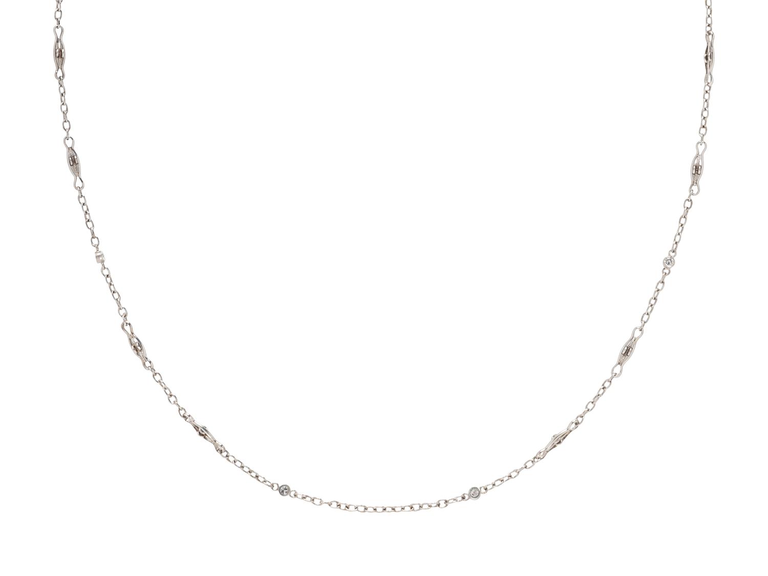 PLATINUM AND DIAMOND LONG CHAIN NECKLACE