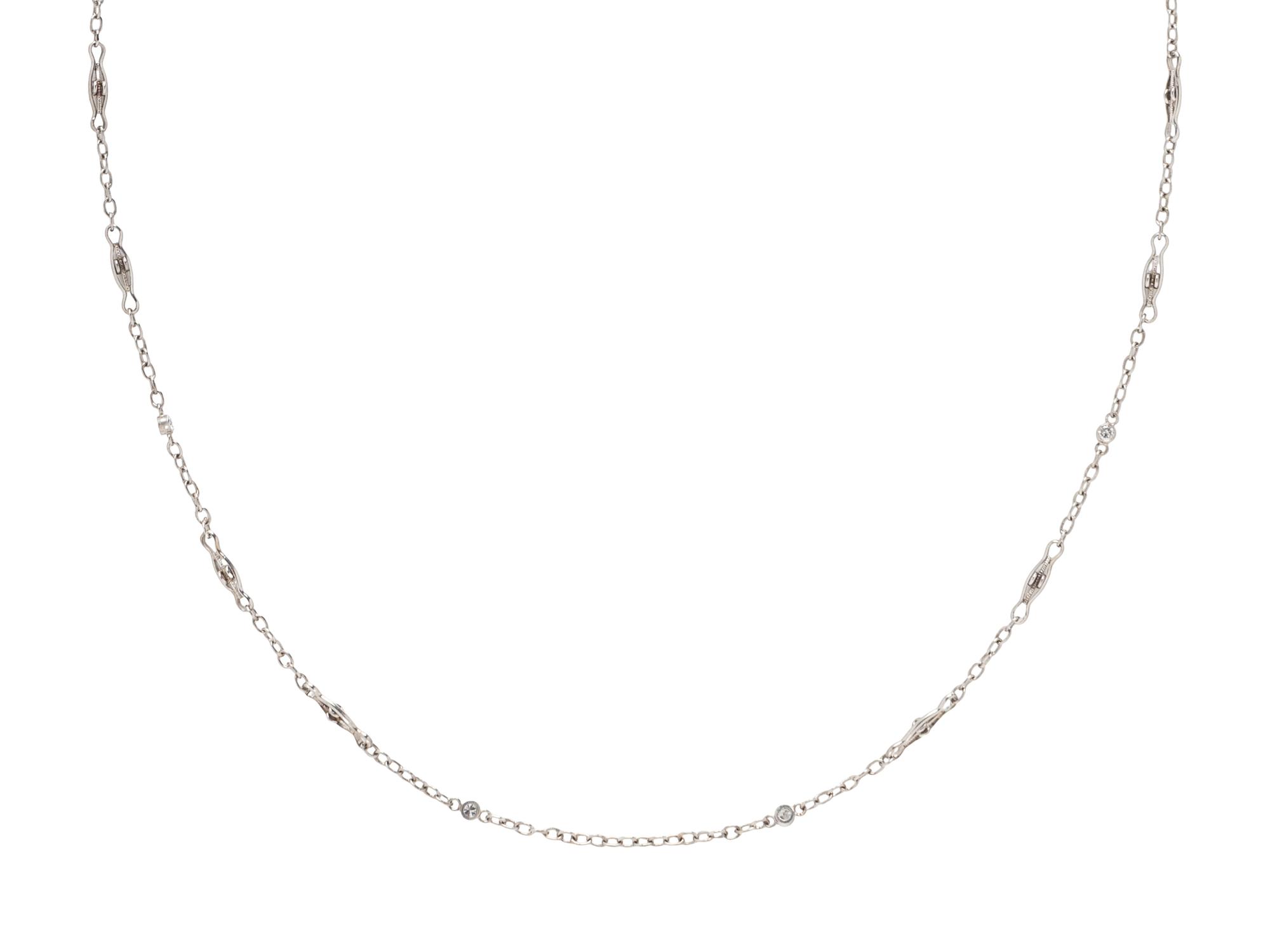 PLATINUM AND DIAMOND LONG CHAIN NECKLACE