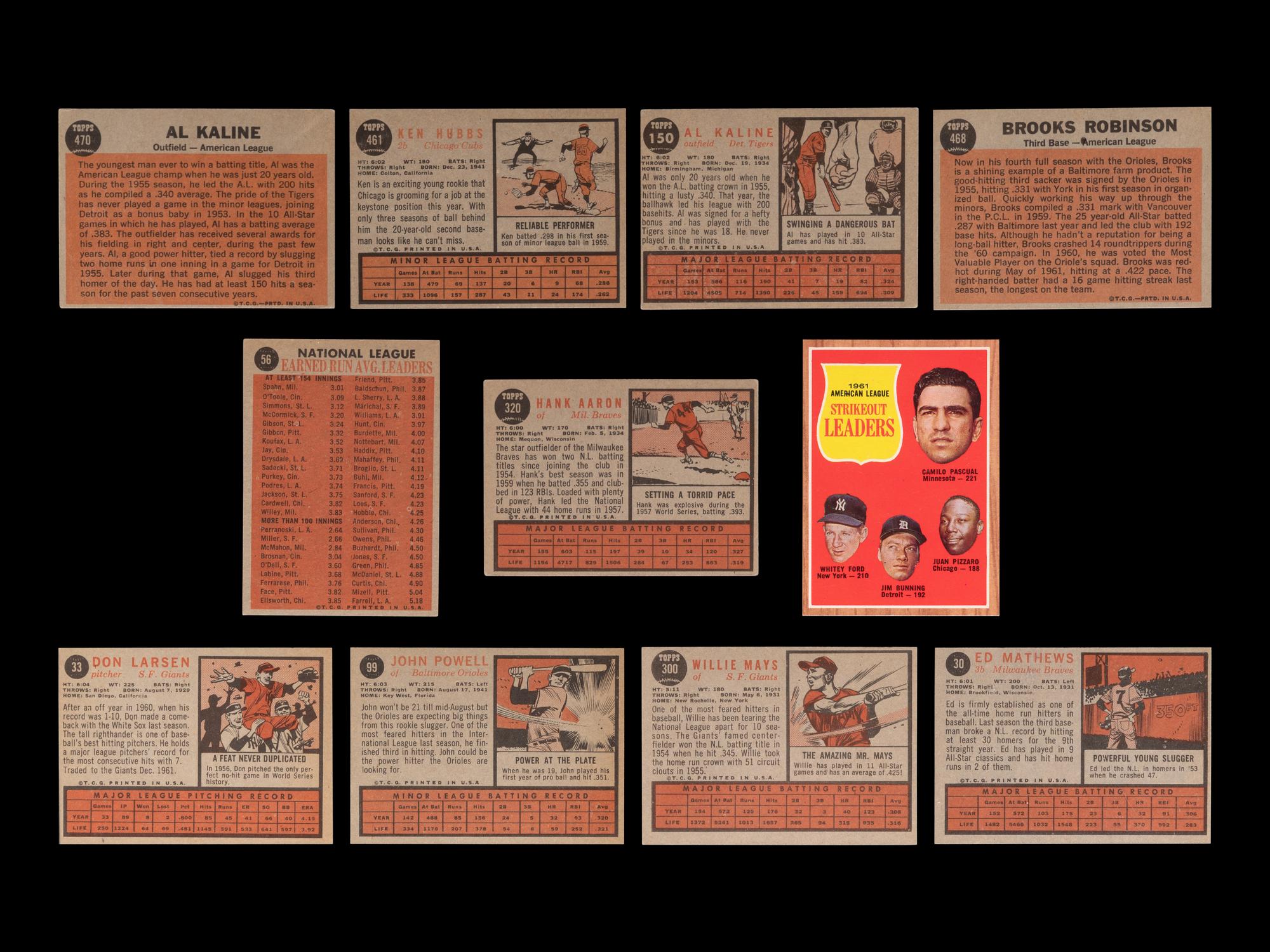A Group of 11 1962 Topps Baseball Cards Featuring Multiple Hall of Famers and Notables (Including Willie Mays and Hank Aaron),