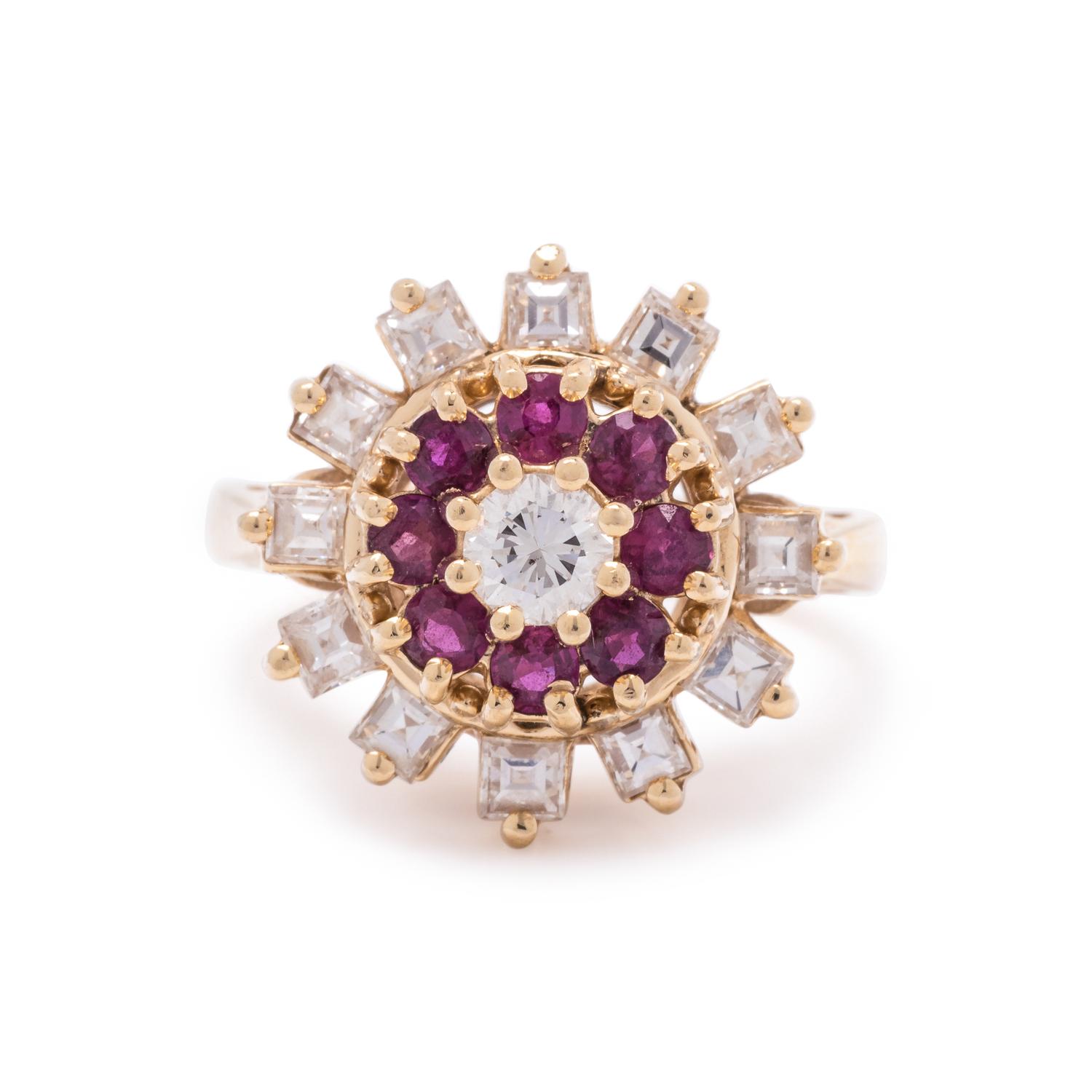 DIAMOND AND GEMSTONE RING