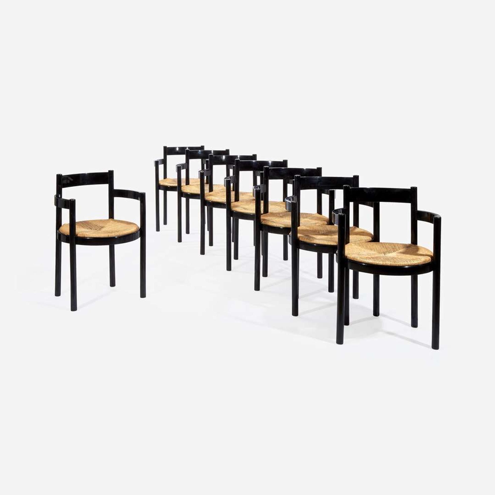 Italian Set of Eight Armchairs, circa 1970s