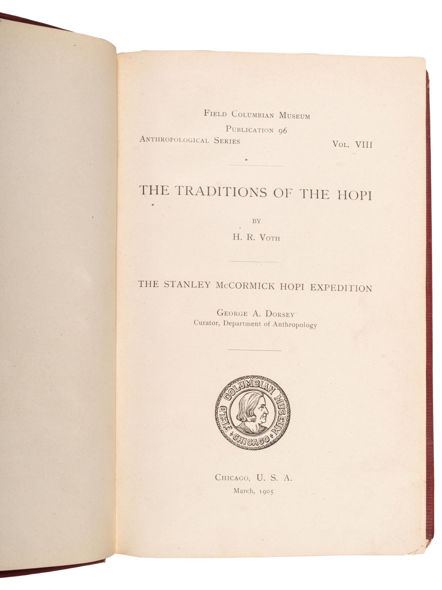 [HARVEY, Fred, his copies]. VOTH, Heinrich Richert (1855-1931). A group of four ethnographic works, comprising: