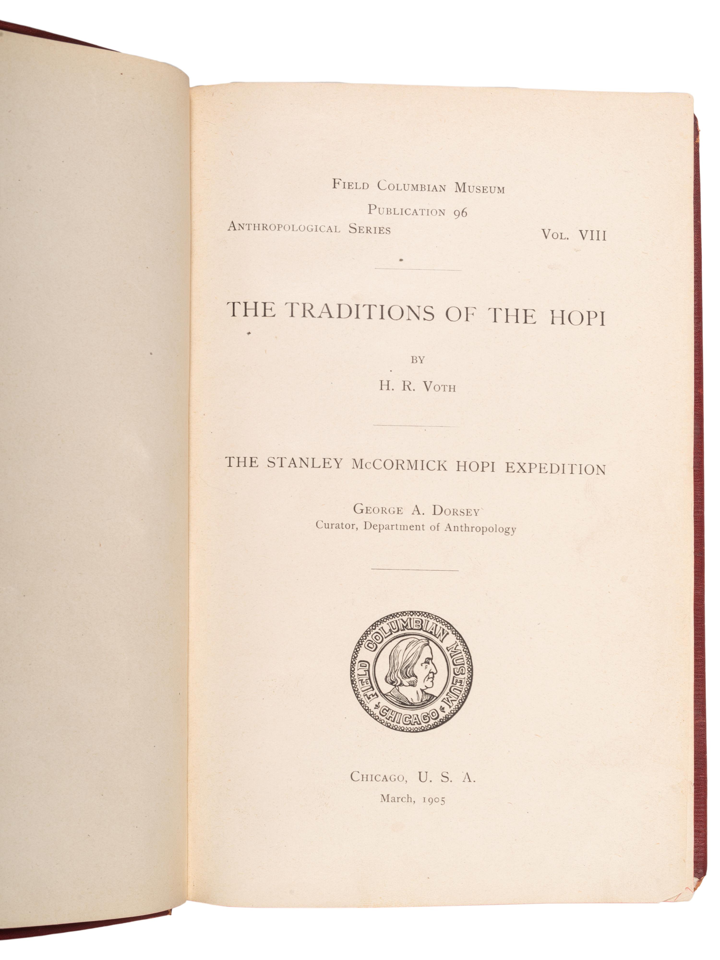 [HARVEY, Fred, his copies]. VOTH, Heinrich Richert (1855-1931). A group of four ethnographic works, comprising: