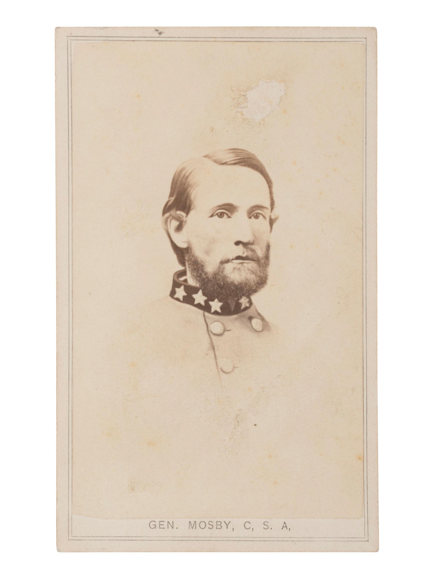 [MOSBY, JOHN S. (1833-1916)]. A group of 4 items related to John Mosby incl. photograph of captured general, Edwin H. Stoughton.