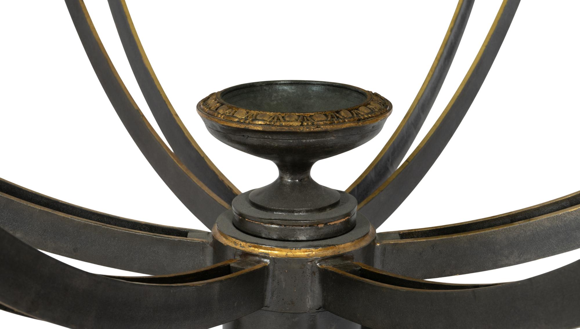A Regency Style Parcel Gilt Tole Painted Pedestal Table
