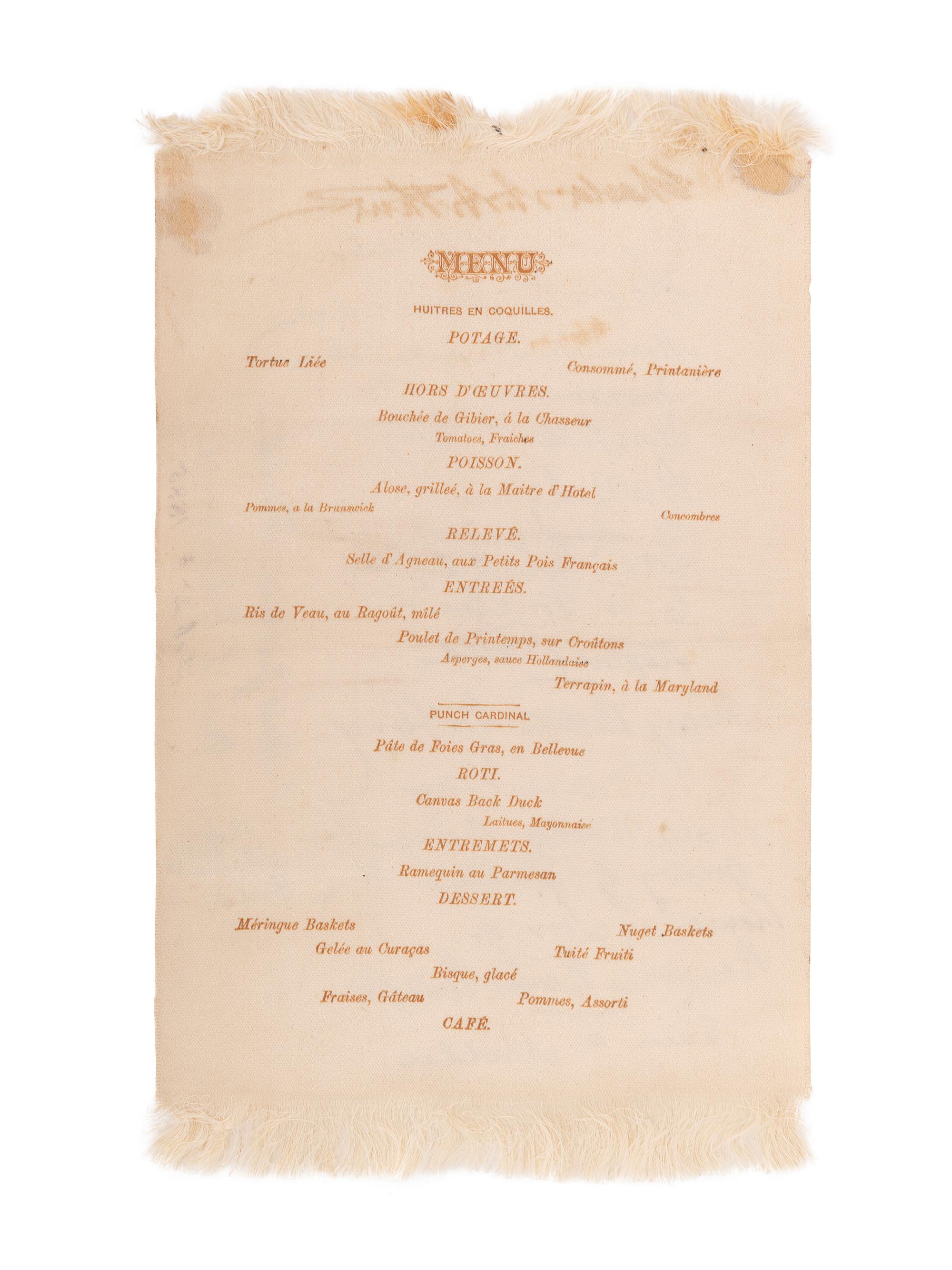 [US SUPREME COURT]. Blatchford family archive including documents, ledgers, photographs, and a silk menu signed by President Chester A. ARTHUR (1829-1886) and Supreme Court Justice Samuel Blatchford (1820-1893).