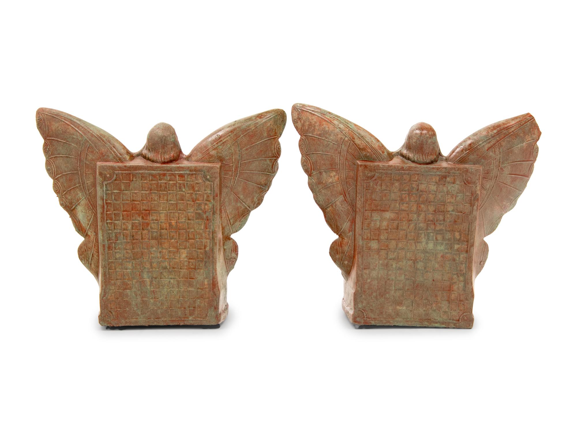 A Pair of Bronzed Composition Bookends