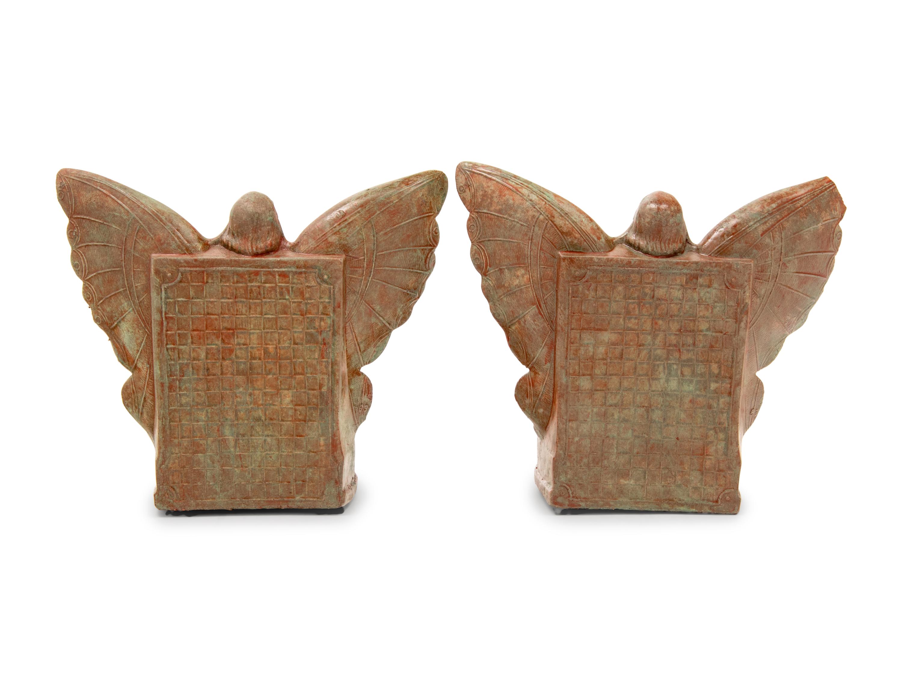 A Pair of Bronzed Composition Bookends