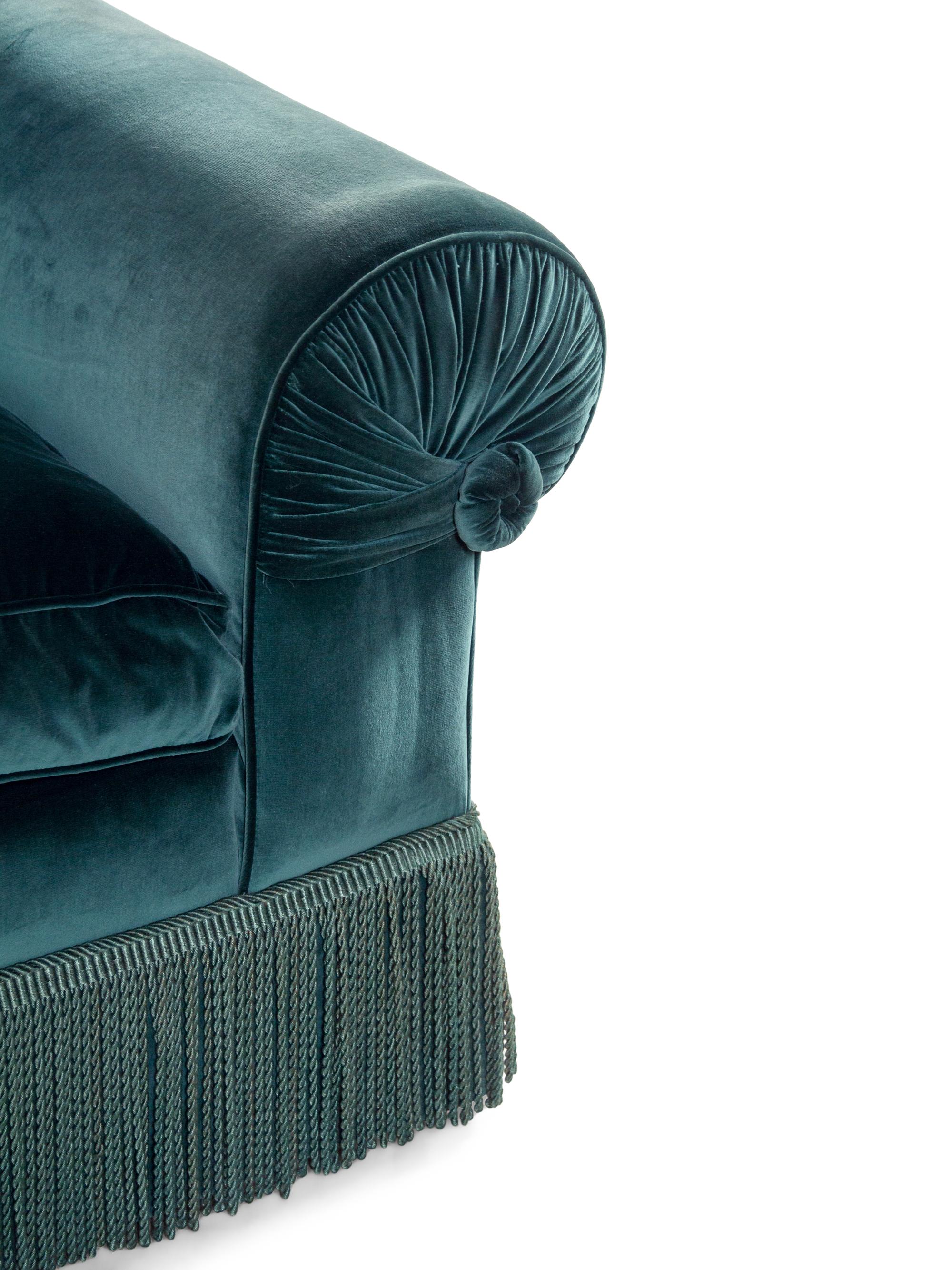 A Green Velvet Upholstered Sofa