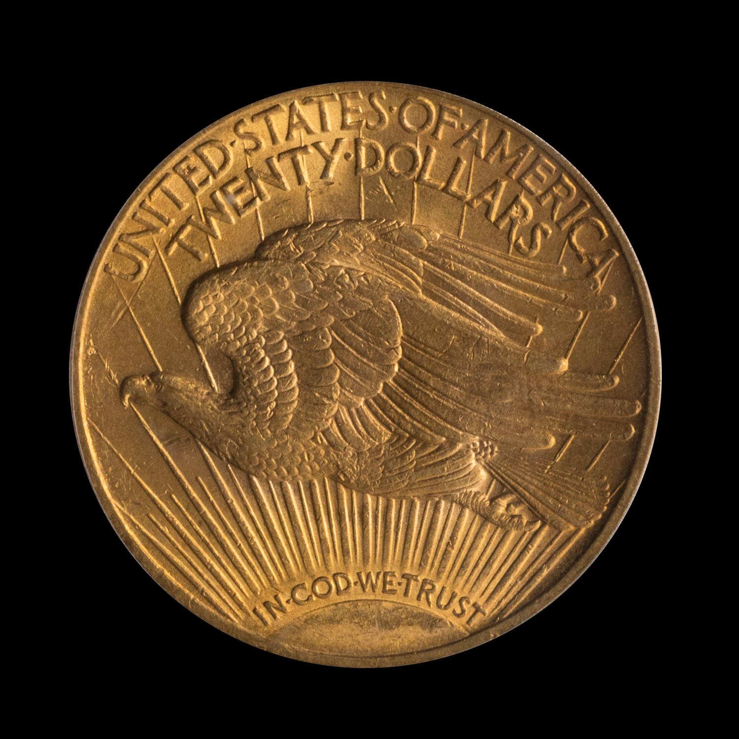 A United States 1908 Saint-Gaudens: Motto $20 Gold Coin