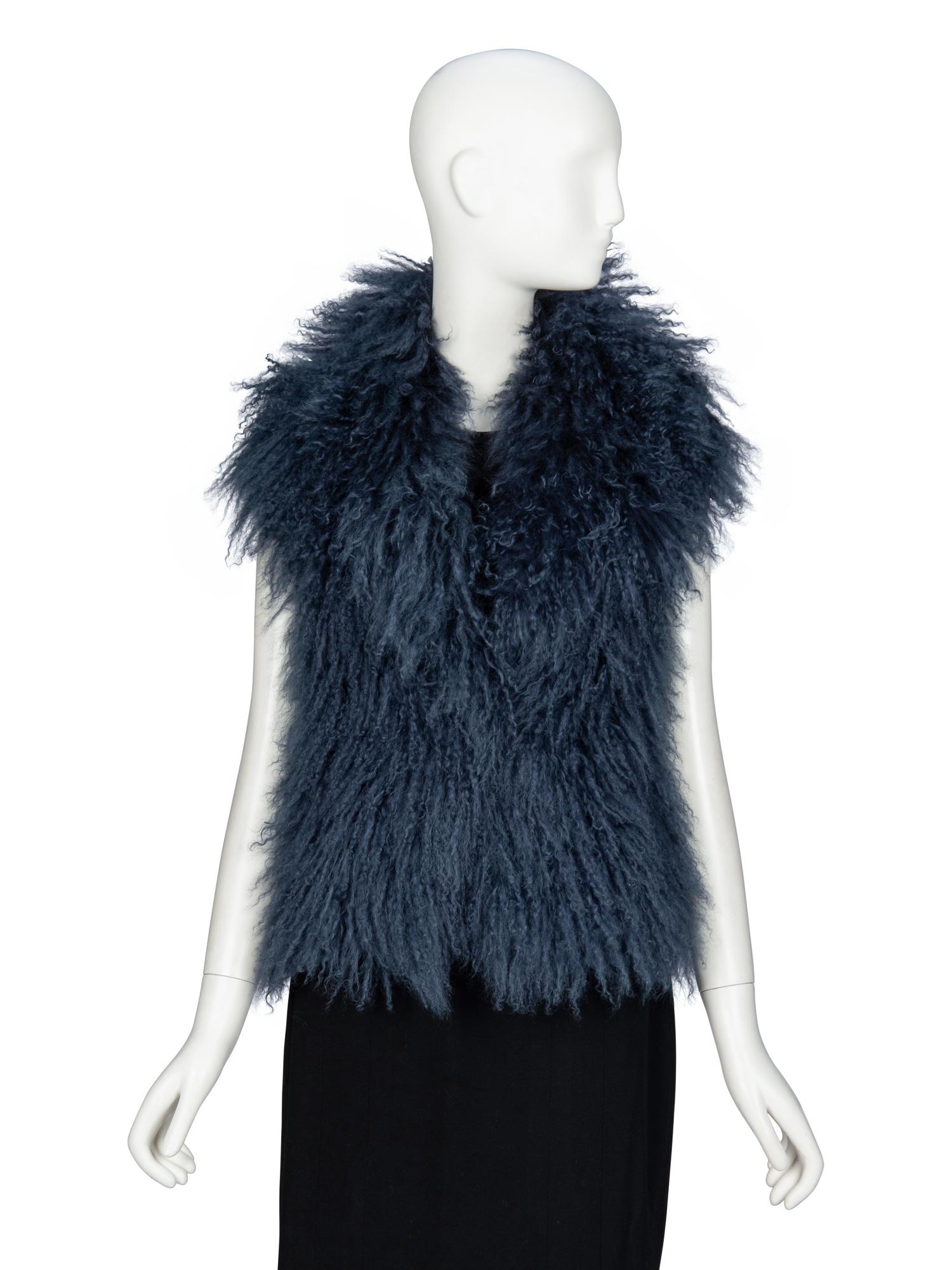 GUCCI, BLUE MONGOLIAN LAMB VEST