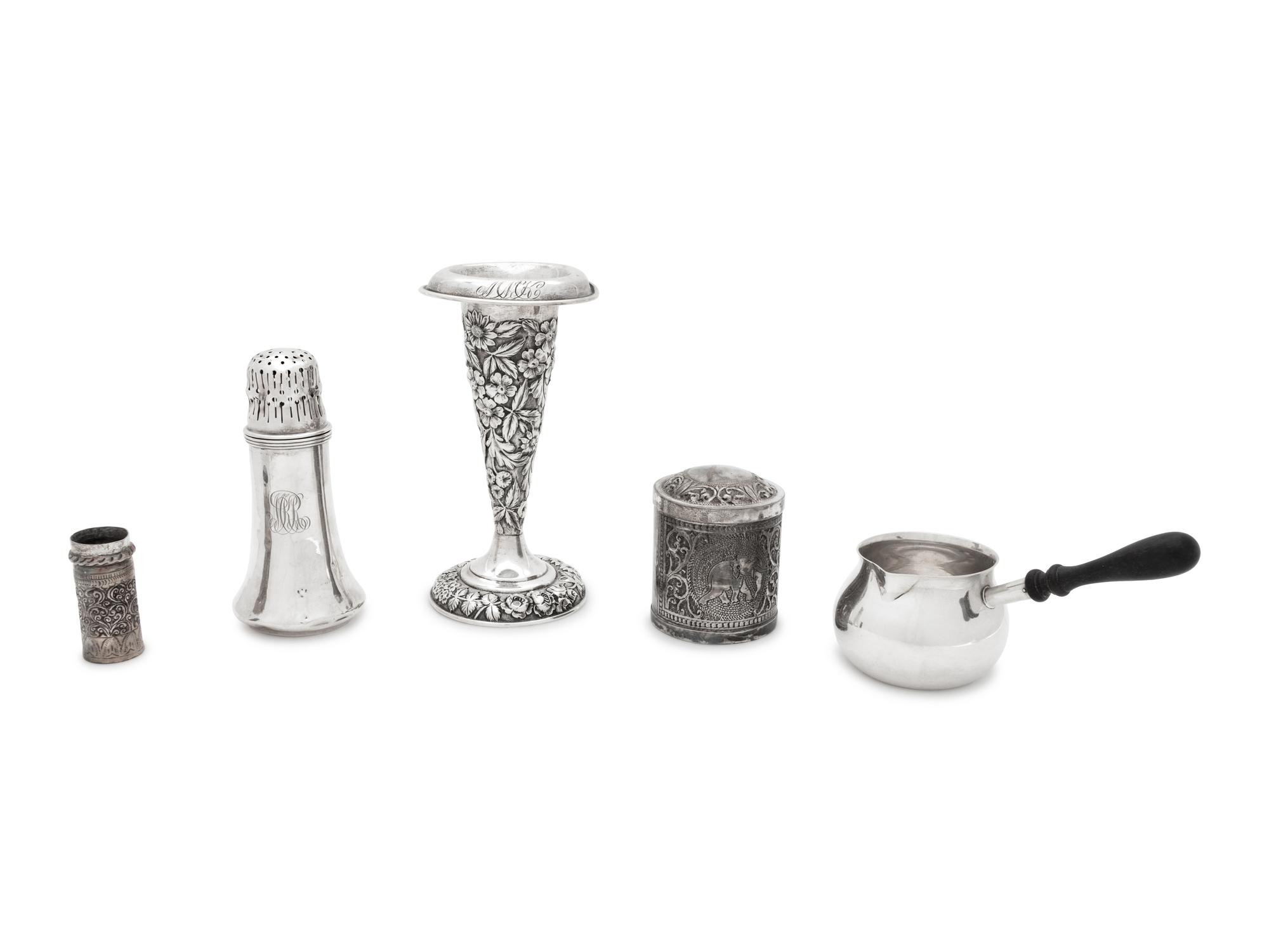 A Collection of Three Silver Table Articles
