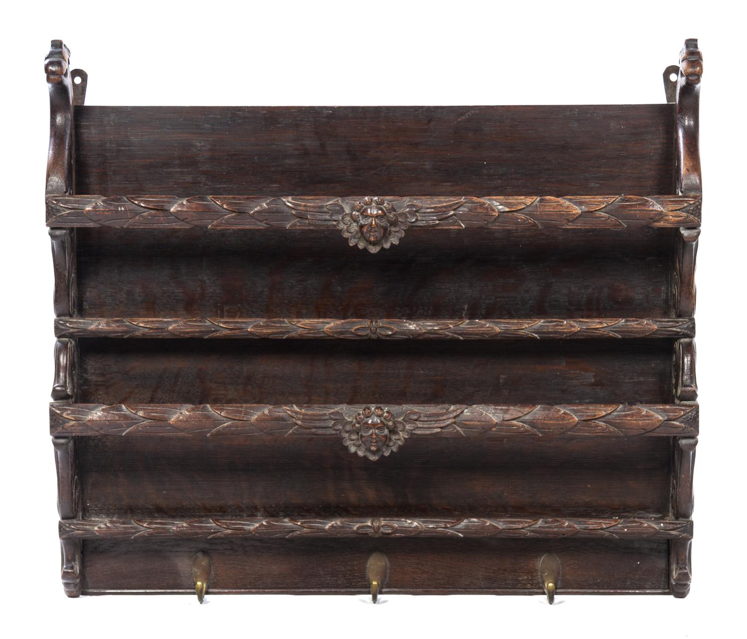 A Jacobean Style Oak Plate Rack Height 27 x width 31 1/2 inches. — 18TH/19TH CENTURY