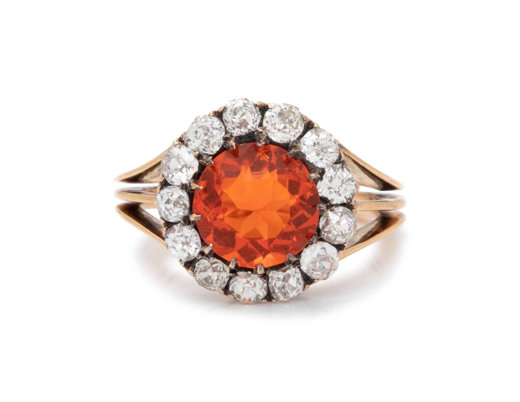 FIRE OPAL AND DIAMOND RING