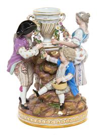 A Meissen Porcelain Figural Group, Height 7 1/2 inches.
