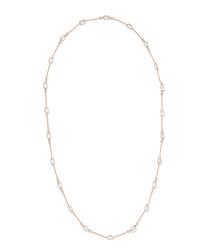 YELLOW GOLD, MOONSTONE AND DIAMOND NECKACE